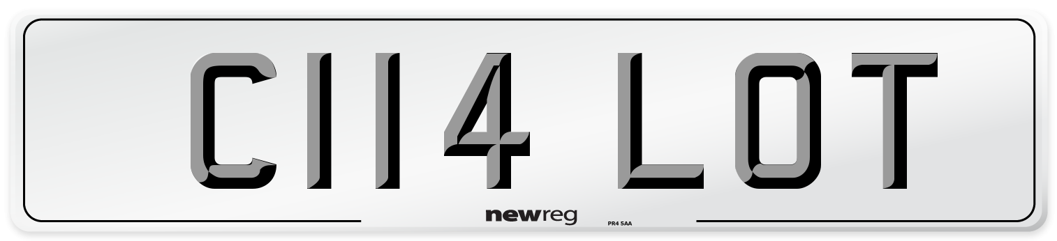 C114 LOT Number Plate from New Reg
